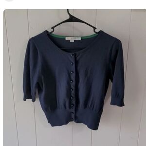 Kids Boden Navy Blue Cotton Silk Button Cardigan Sweater Size 8